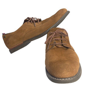 Timberland Suede Oxford Shoes Men’s 12 Tan Grip Sole Almond Toe Comfort Insole